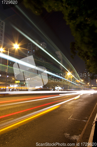 Image of Traffic in Hong Kong at night