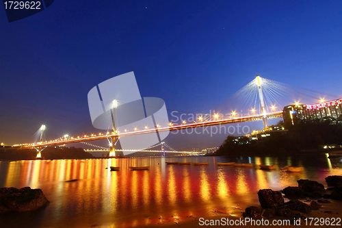 Image of Ting Kau Bridge in Hong Kong at night 