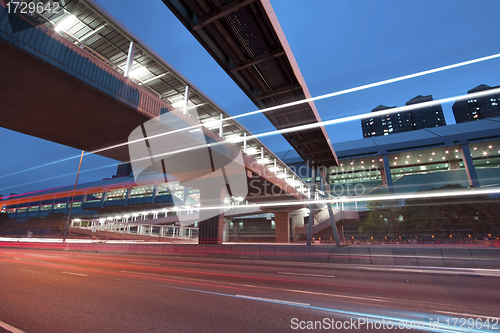 Image of Traffic in city at night