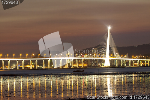 Image of Bridge in Hong Kong at night