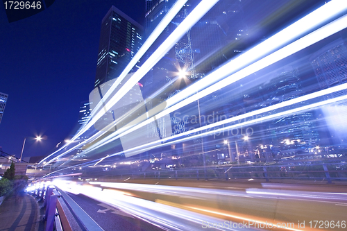 Image of Light trails in Hong Kong highway at night