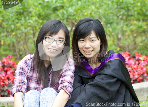 Image of Friendship forever concept by two asian girls