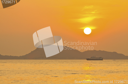 Image of Sunset over the ocean