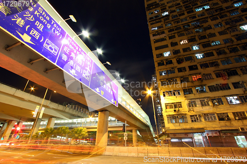 Image of Traffic in Hong Kong at night