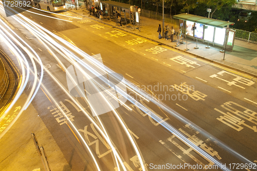 Image of Traffic in city at night