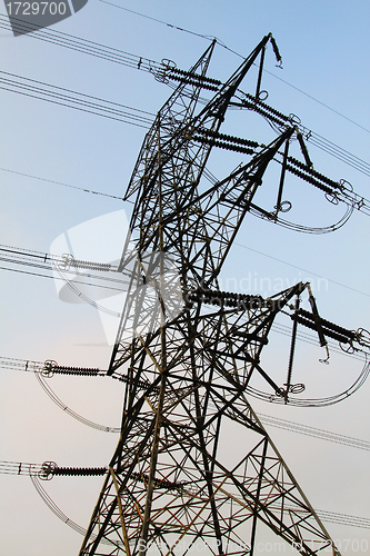 Image of Power transmission tower with cables 