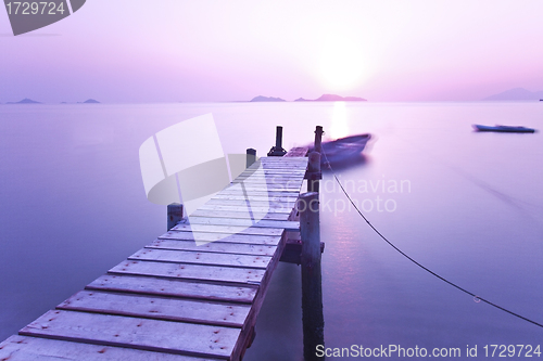 Image of Sunset pier with purple mood