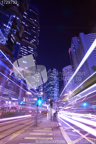 Image of Modern city night traffic (Hong Kong at night)