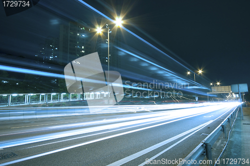 Image of Traffic on highway of Hong Kong at night