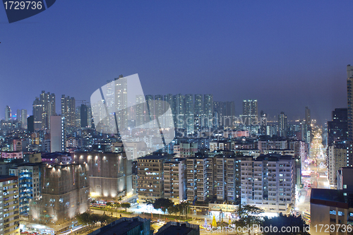 Image of Hong Kong Kowloon downtown at night 