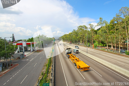 Image of Highway in Hong Kong with moving cars