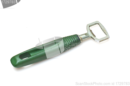 Image of Green bottle opener isolated on white background