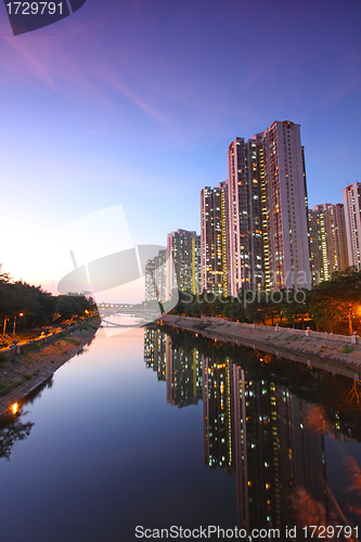 Image of Tin Shui Wai district in Hong Kong at night