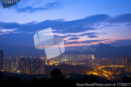 Image of Hong Kong sunset in downtown area