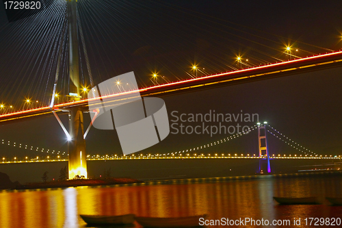 Image of Ting Kau Bridge at night in Hong Kong