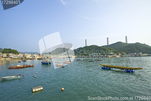 Image of Coastal area with many fishing boats in Lamma Island, Hong Kong.