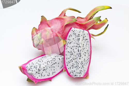 Image of Vivid and vibrant dragon fruit isolated on white background