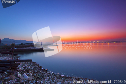Image of Sunset along the coastline in Hong Kong China