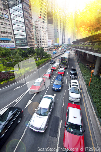 Image of Traffic jam in Hong Kong downtown at day