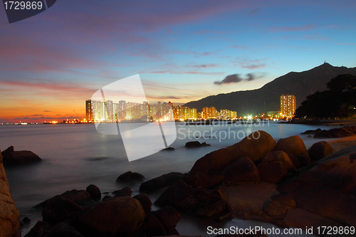 Image of Sunset along the coast in summer