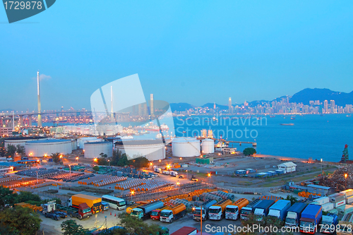 Image of Hong Kong bridge and cargo container terminal