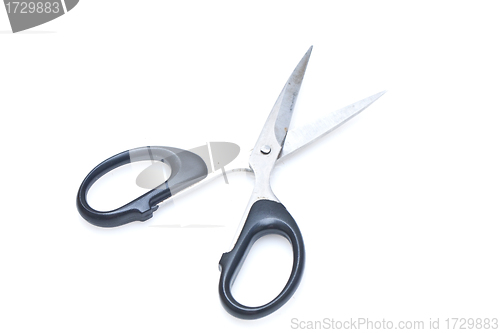 Image of Rusted scissors on white background