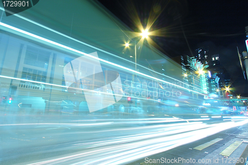 Image of Traffic in downtown of Hong Kong at night