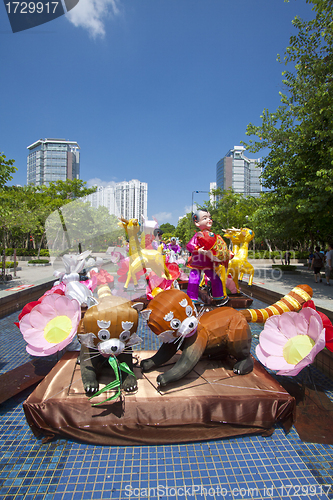 Image of HONG KONG - SEPT 12; New Territories West Mid-Autumn Lantern Car