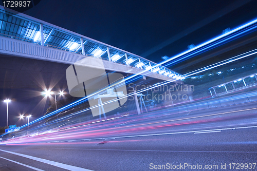 Image of Busy traffic in city at night