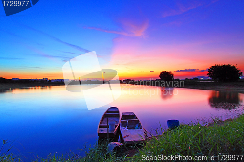 Image of Sunset over the pond