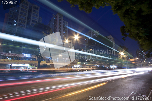 Image of Traffic in city at night