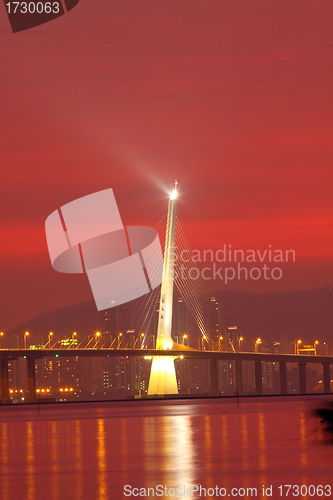 Image of Kong Sham Western Highway in Hong Kong at sunset time