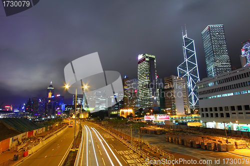 Image of Traffic in Hong Kong city at night