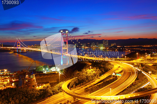 Image of Tsing Ma Bridge in Hong Kong at night