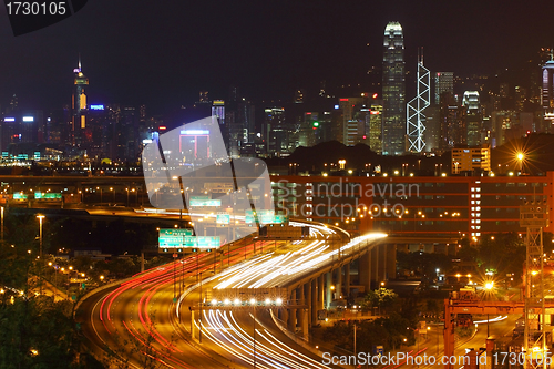 Image of Traffic in Hong Kong at night