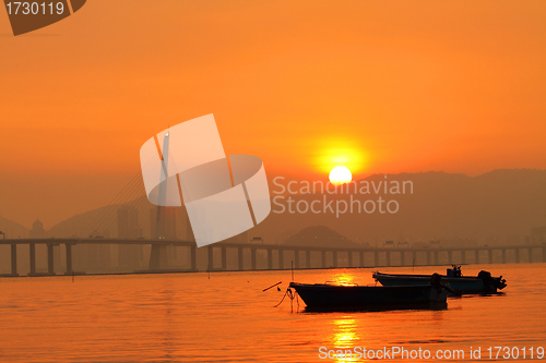 Image of Sunset in Hong Kong along the coast