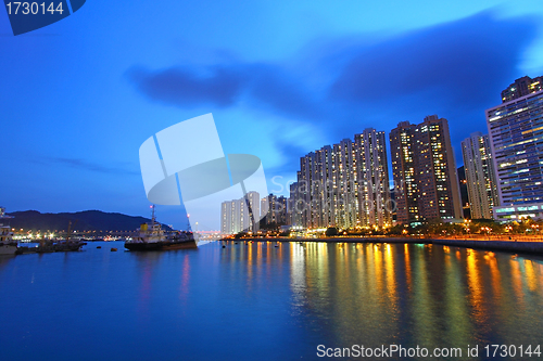 Image of Hong Kong night view in downtown area