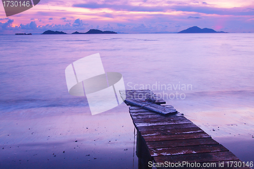 Image of Sunset with a wooden pier