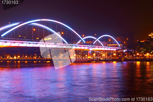 Image of Guangzhou bridge at night in China