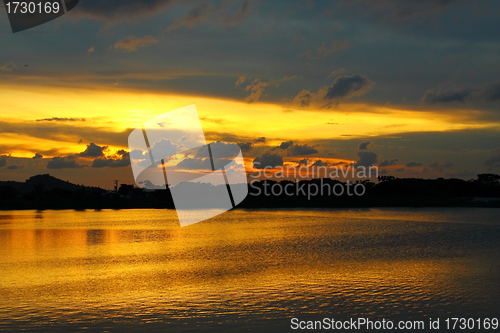 Image of Sunset with mountain landscape in Hong Kong