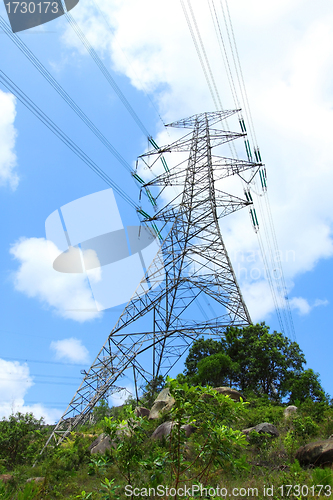 Image of Power transmission tower with cables 