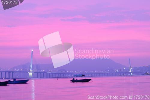 Image of Kong Sham Western Highway in Hong Kong at sunset time