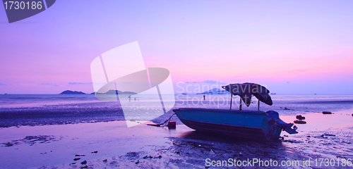 Image of Sunset along the coast at dusk in Hong Kong