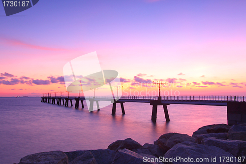 Image of Sunset along the coast with sea stones 