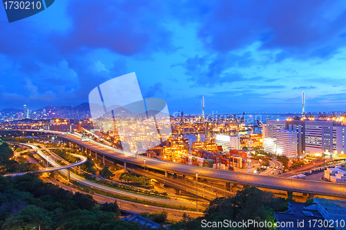 Image of Traffic in Hong Kong at night