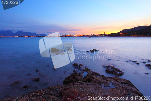 Image of Sunset along the coast in Hong Kong