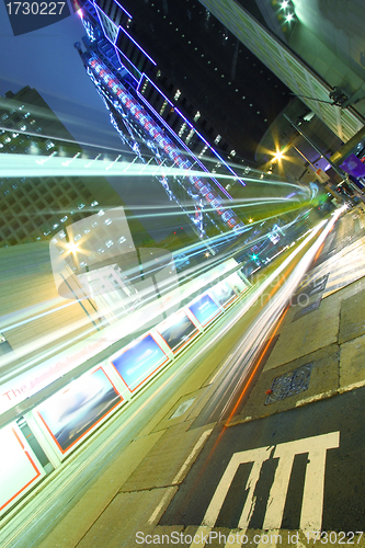 Image of Traffic in Hong Kong city at night