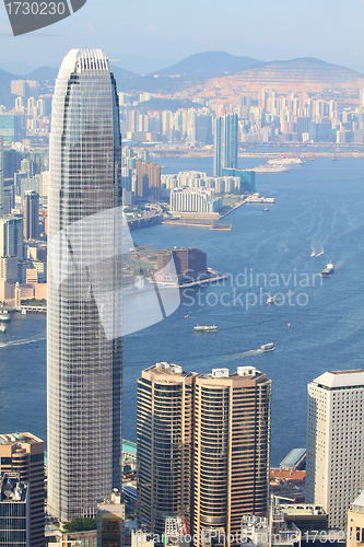 Image of Hong Kong view at day time with mild blue tone