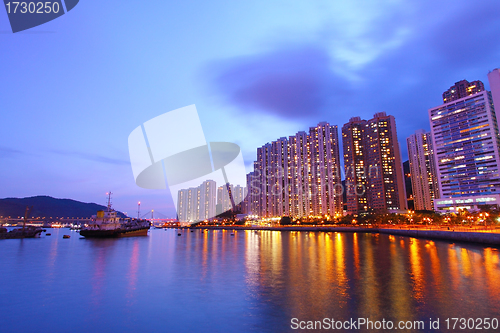 Image of Hong Kong night view in downtown area