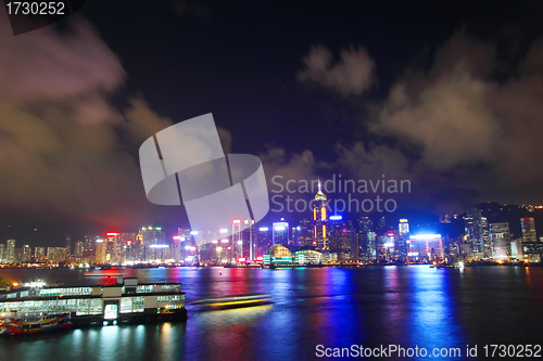 Image of Hong Kong harbour at night time